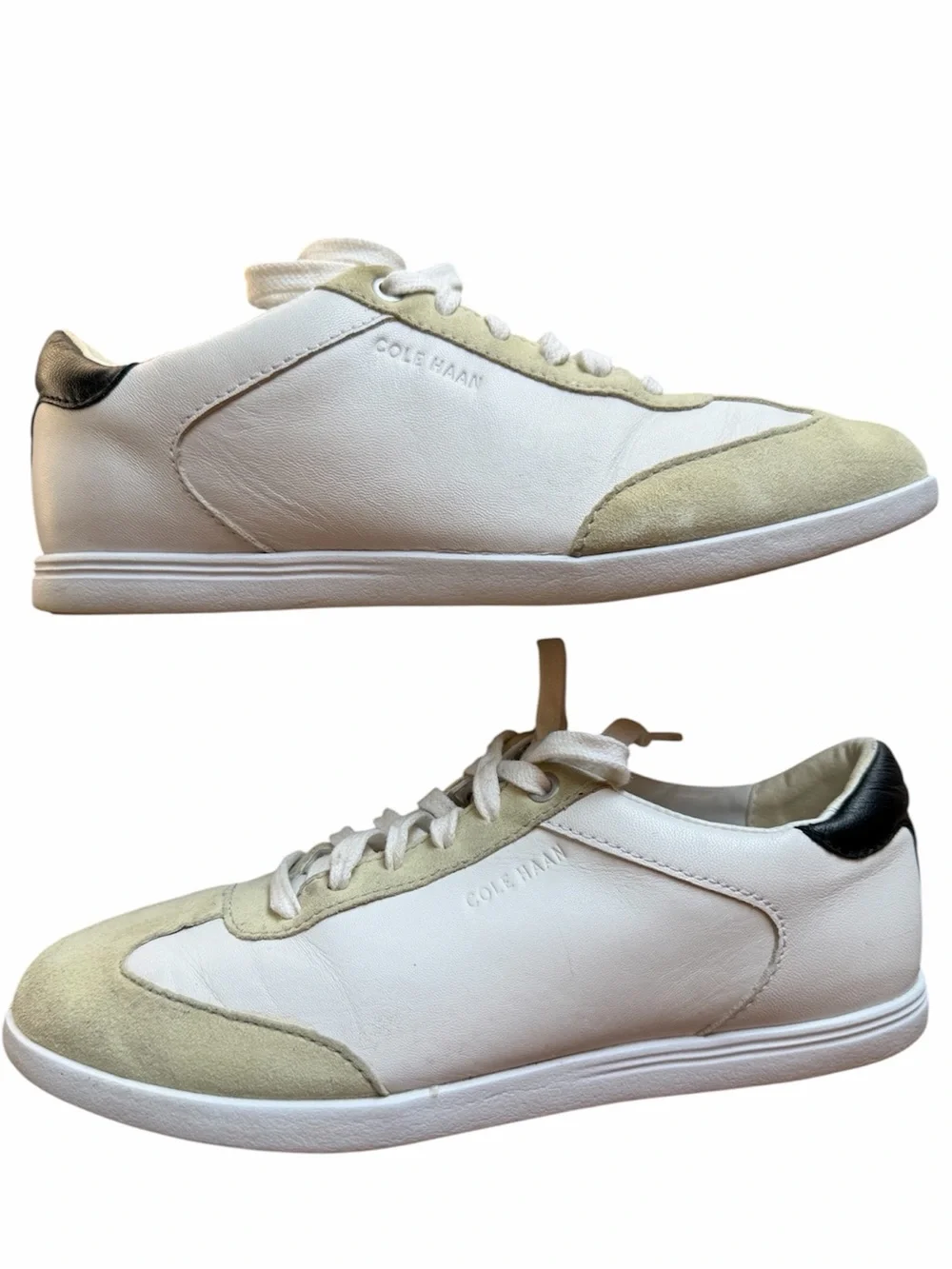 Cole Haan Grand OS Crosscourt Turf White Suede Leather Sneakers Sz 6-1/2